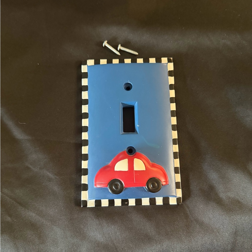 Pottery Barn- Blue Light Switch Cover with Red Car Design